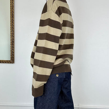 Lacoste brown striped knit jumper