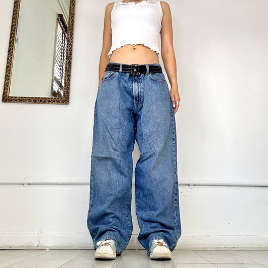 vintage mid blue wide leg jeans