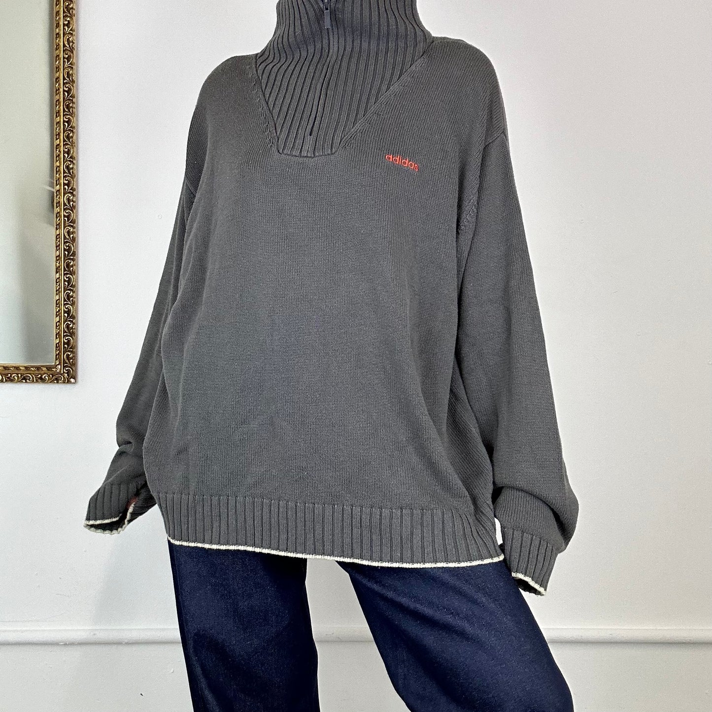 90's adidas 1/4 zip knitted jumper