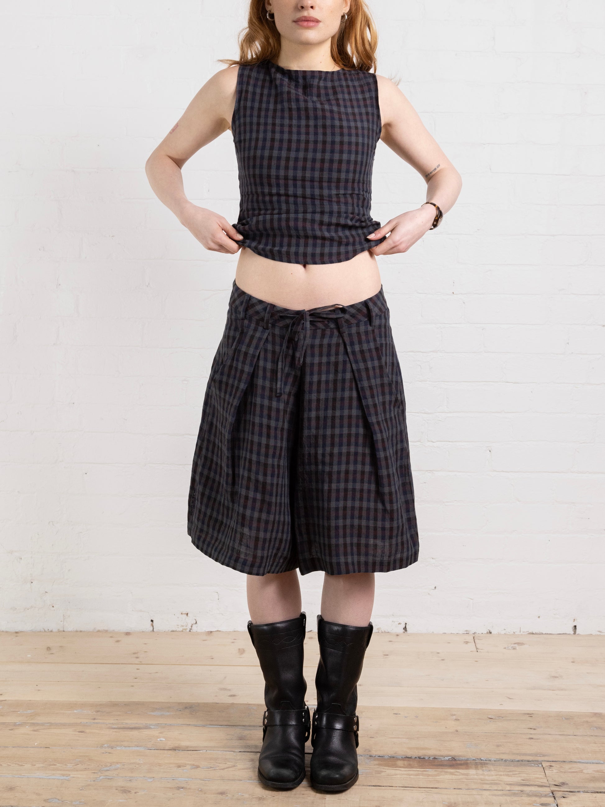 lake short - gingham linen