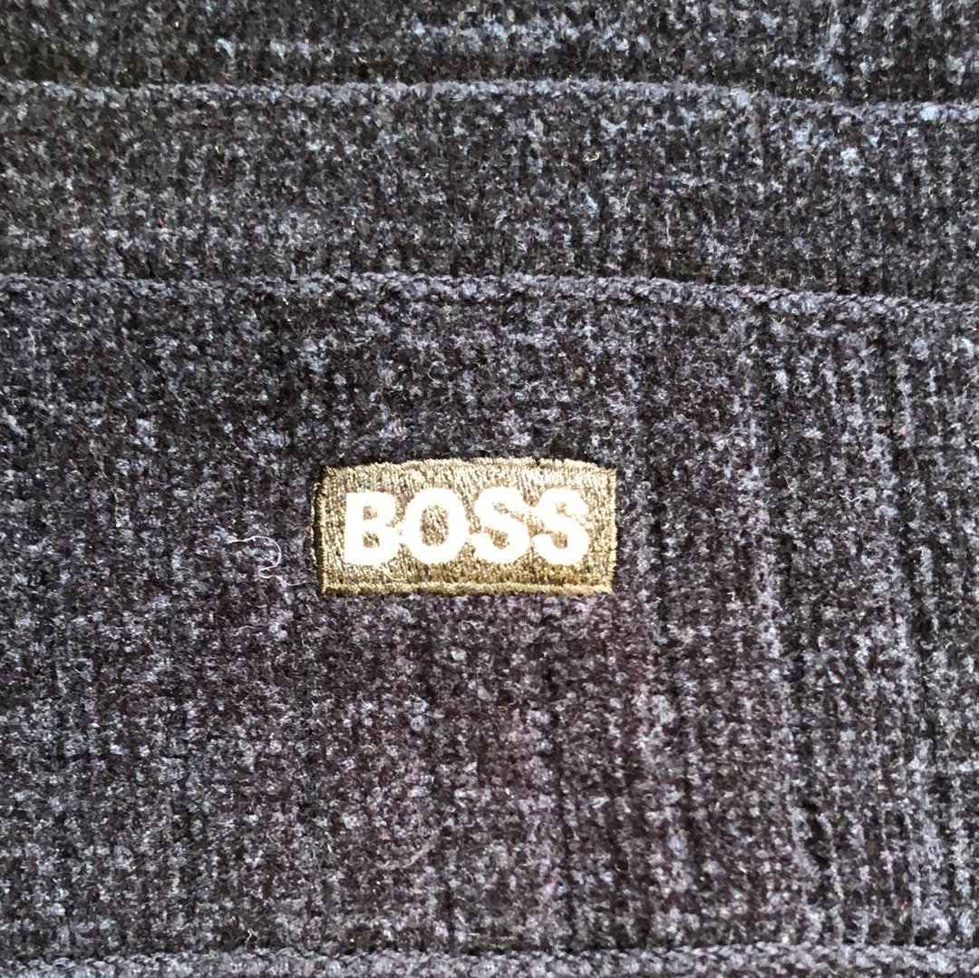 Boss navy knit quarter zip jumper