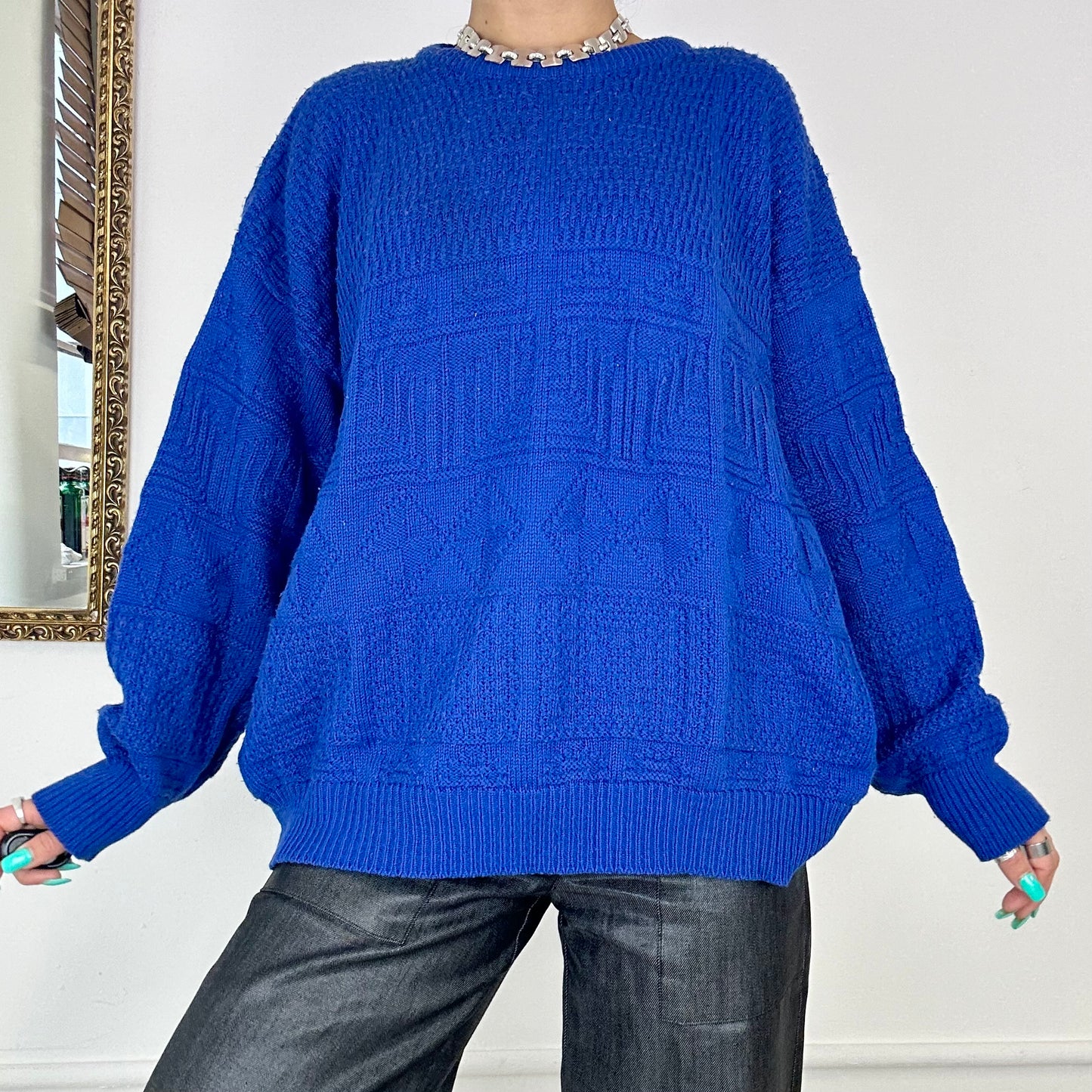 vintage electric blue knitted jumper