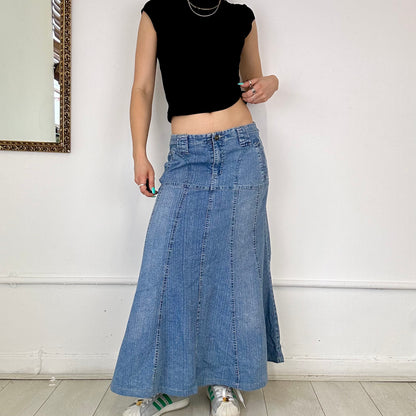 2000's denim maxi skirt