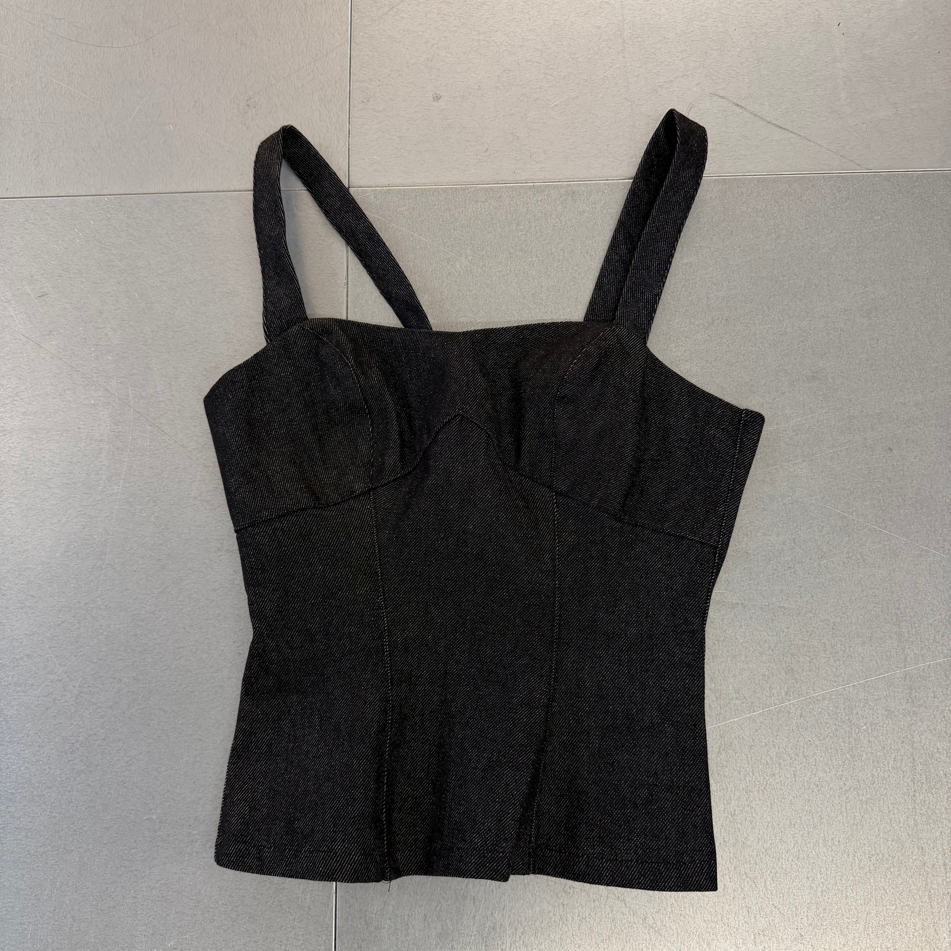 SAMPLE dark grey denim corset top