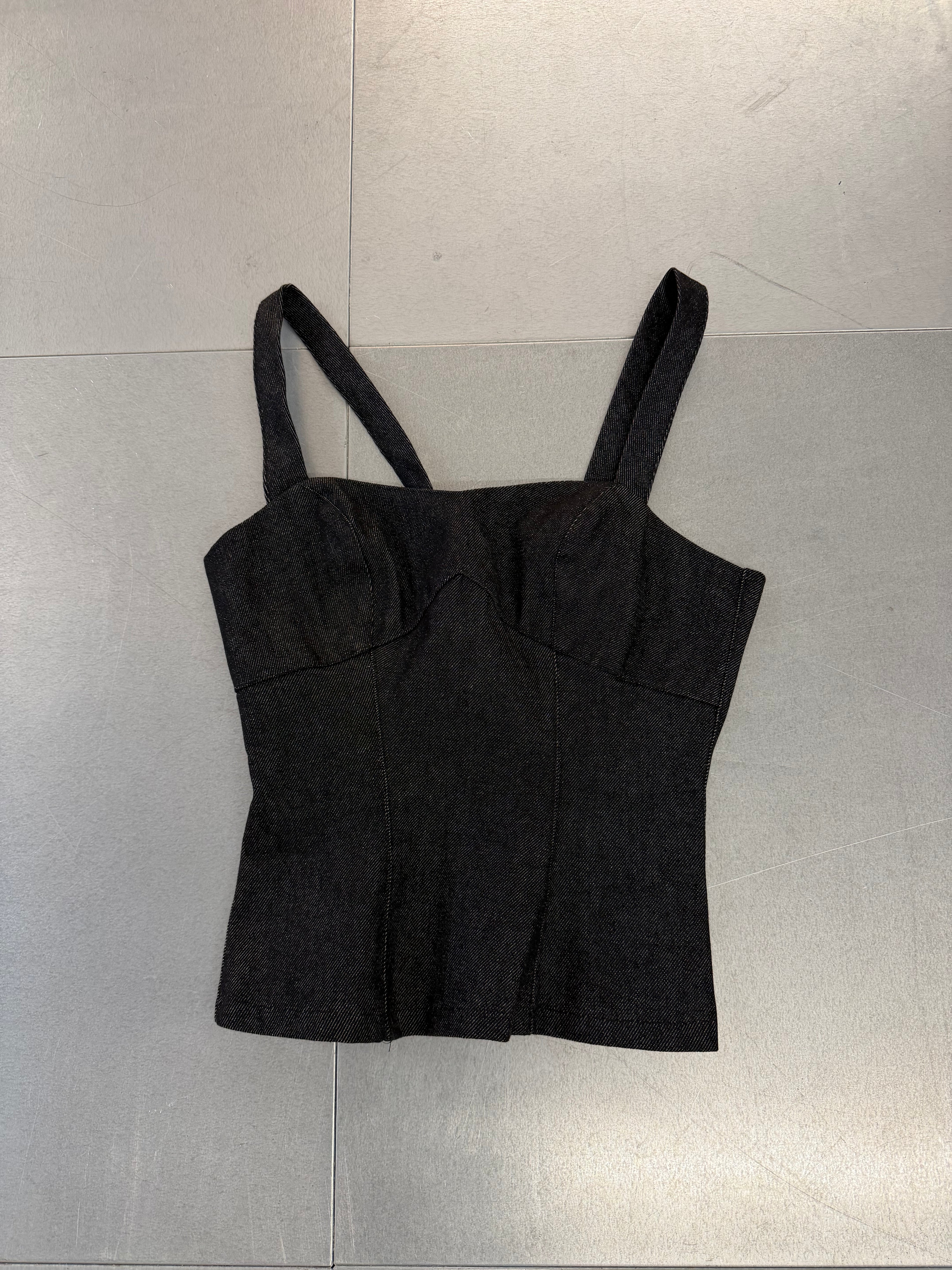 SAMPLE dark grey denim corset top