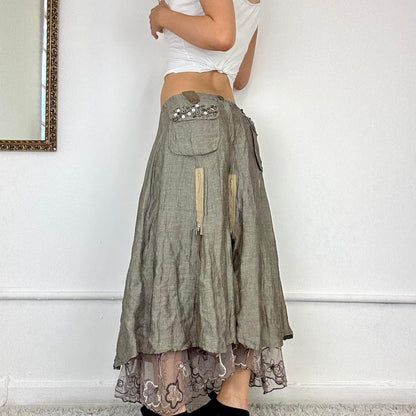 utility style layered maxi skirt no