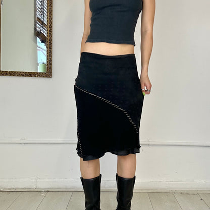 2000's black mesh midi skirt