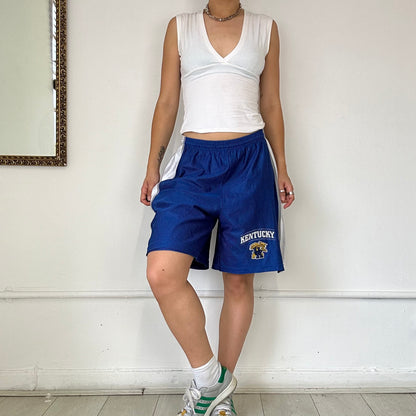 baggy blue Kentucky track shorts