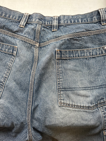 two tone baggy denim shorts