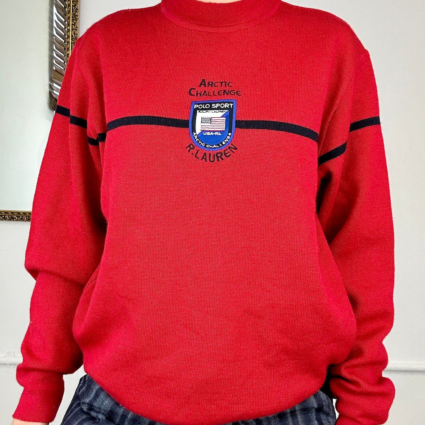 vintage red polo sport jumper