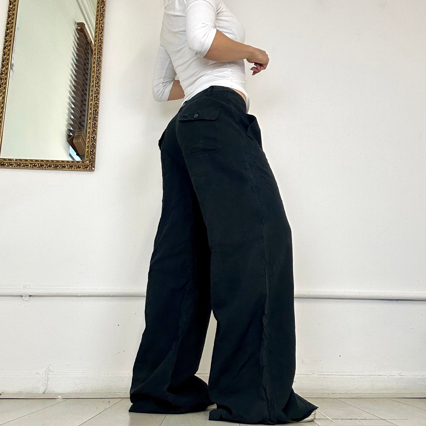 ralph lauren vintage wide leg linen trousers