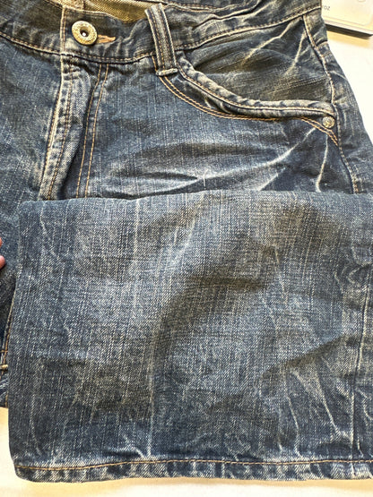 vintage baggy dark wash denim shorts