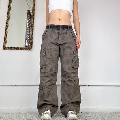 baggy checkered cargo trousers