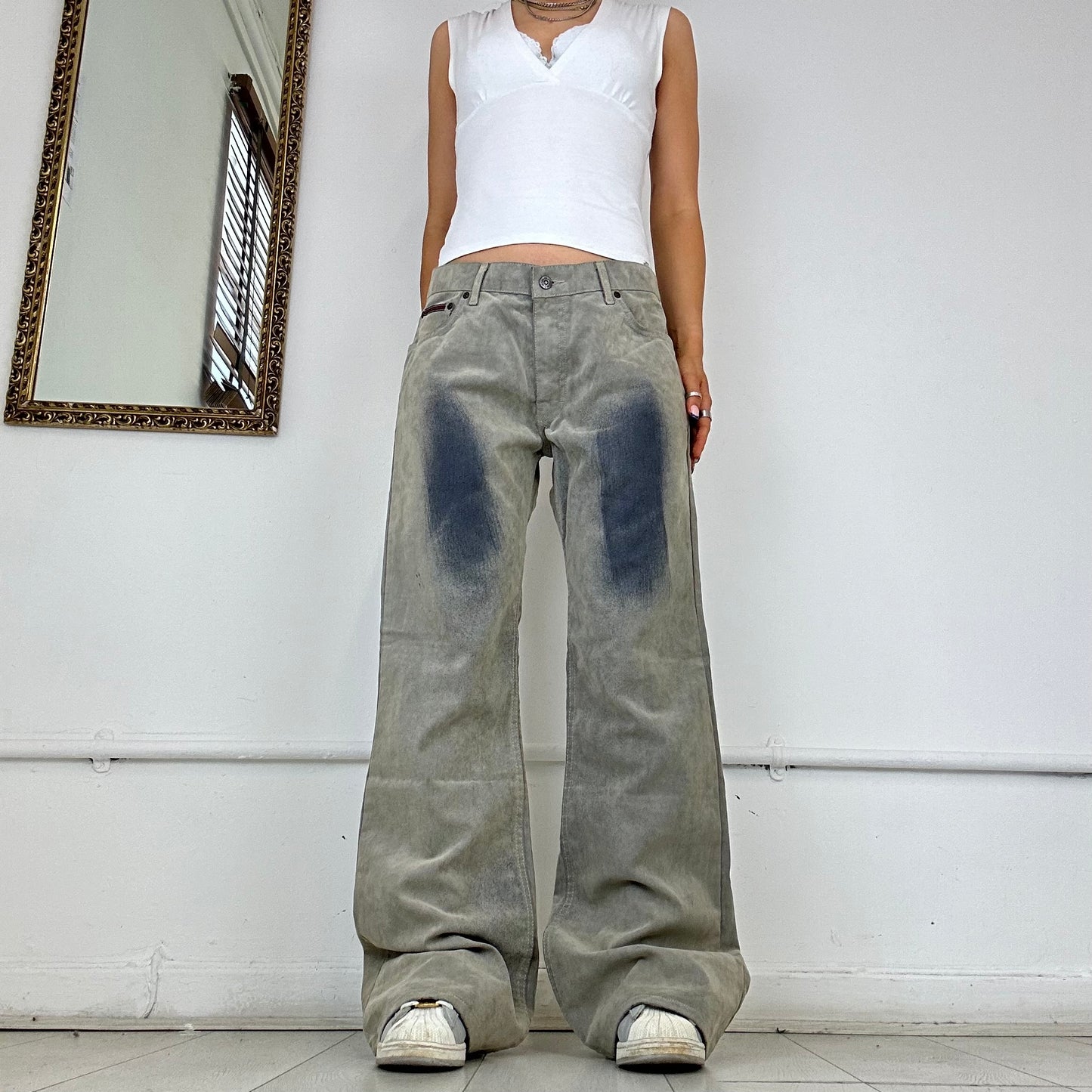 baggy two tone denim jeans