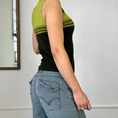 vintage green knitted tank top