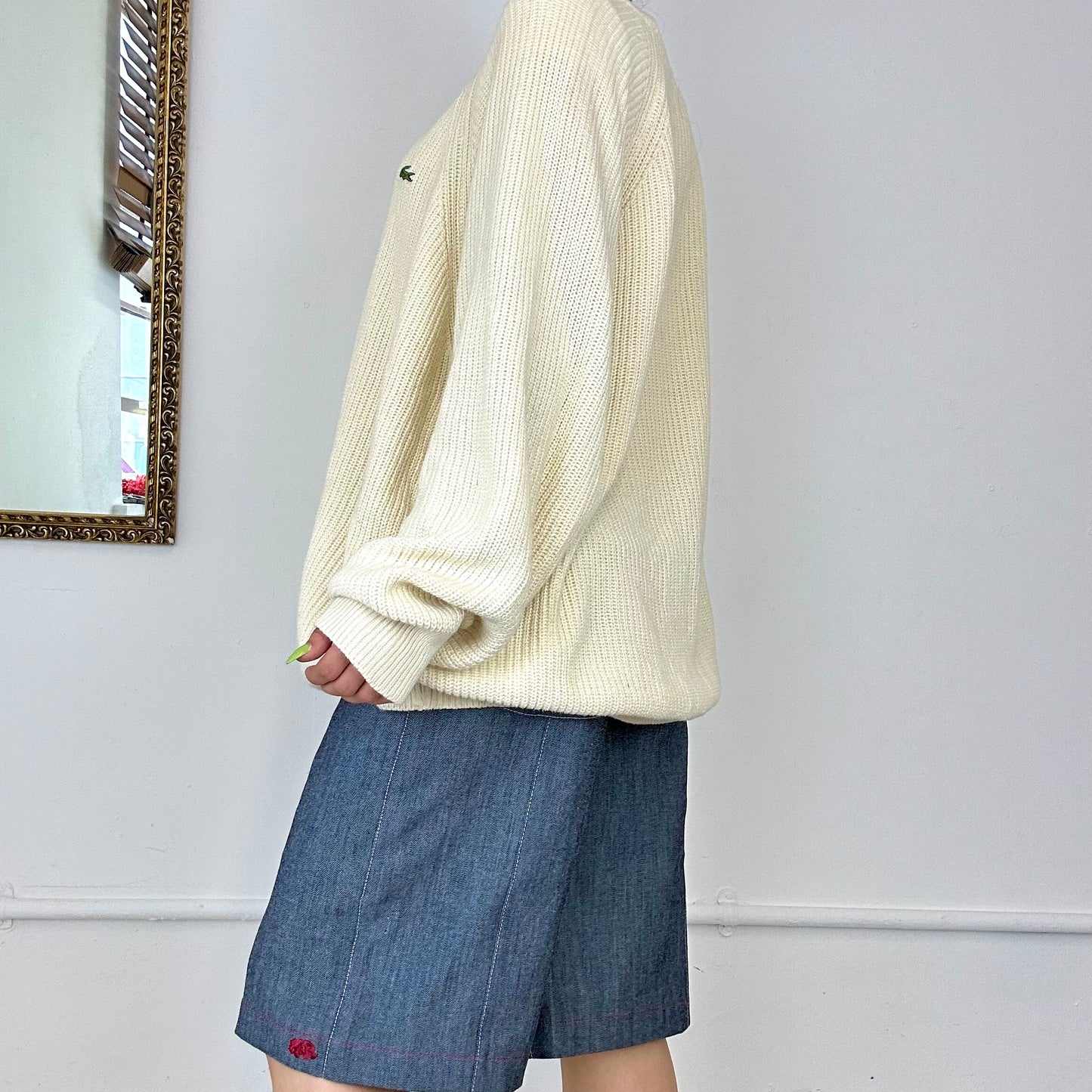 90’s lacoste cream knit jumper