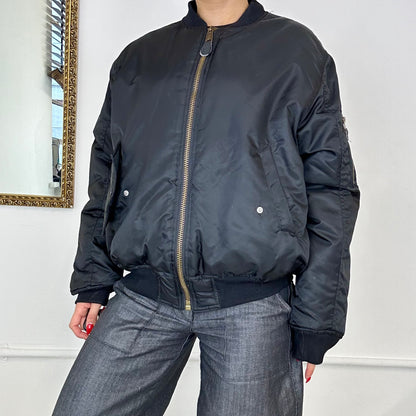 vintage bomber flight jacket black