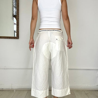 vintage prada capri white cargo trousers