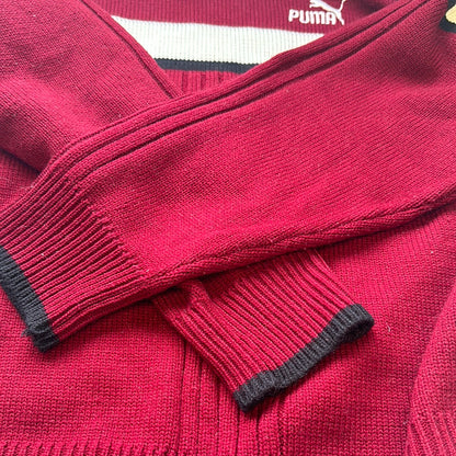 vintage red puma knitted jumper