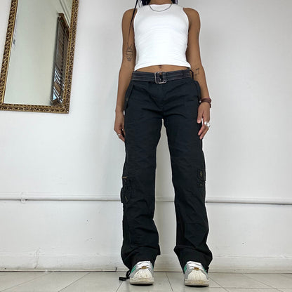 baggy black cargo trousers