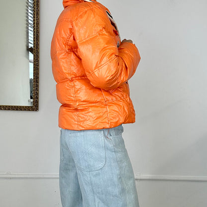 vintage orange moncler down filled puffer coat