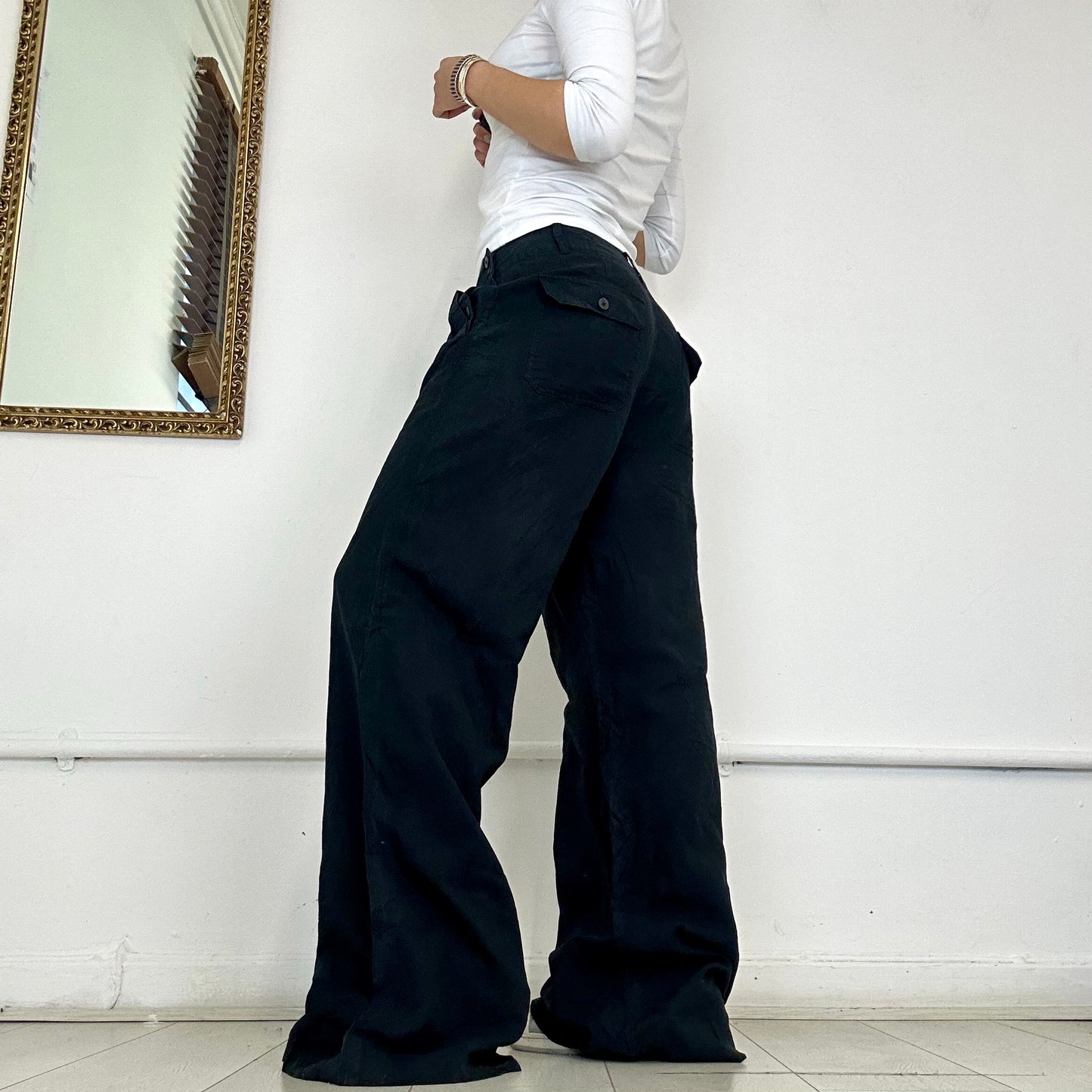 ralph lauren vintage wide leg linen trousers