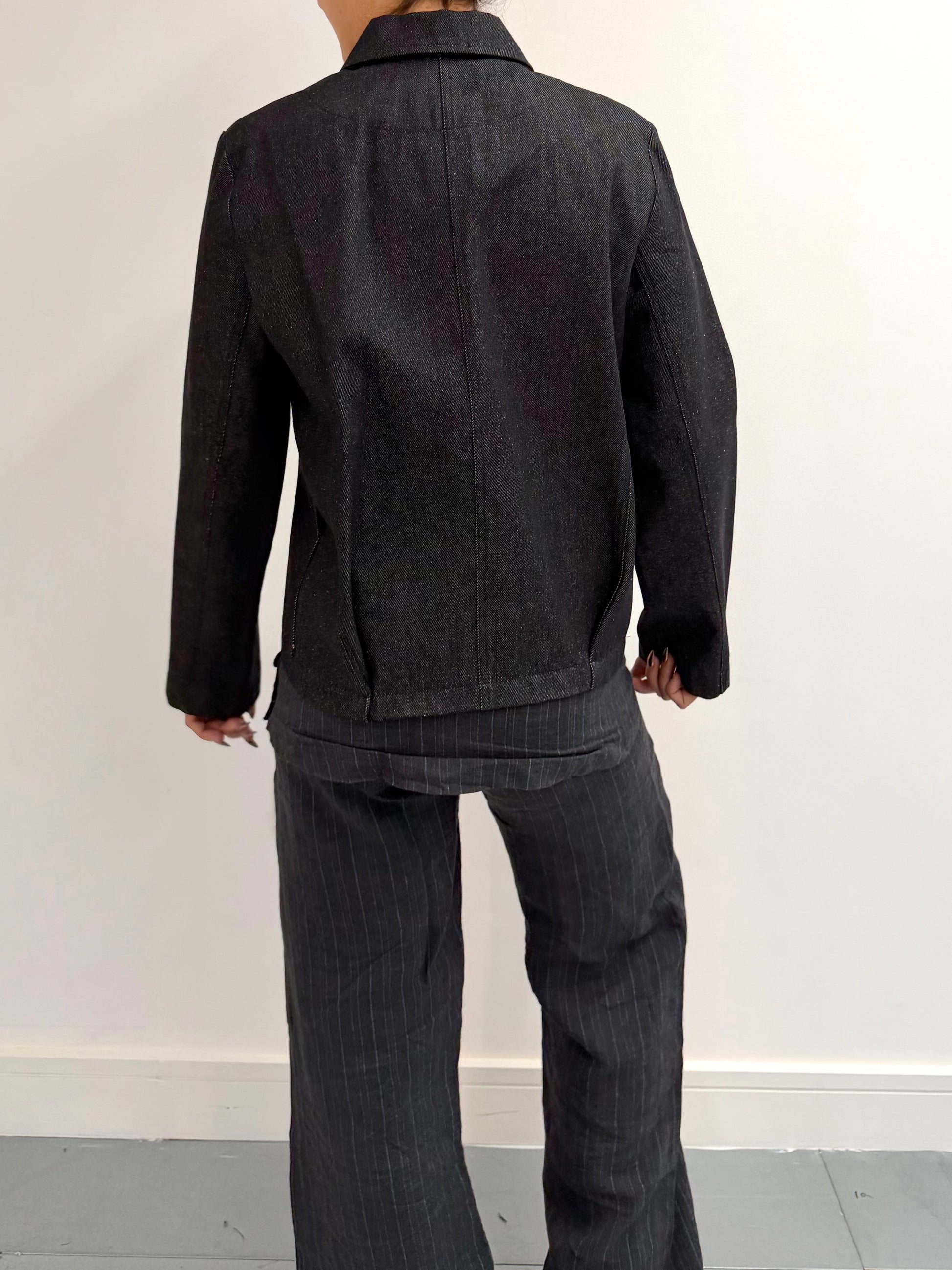 SAMPLE dark grey denim button up jacket