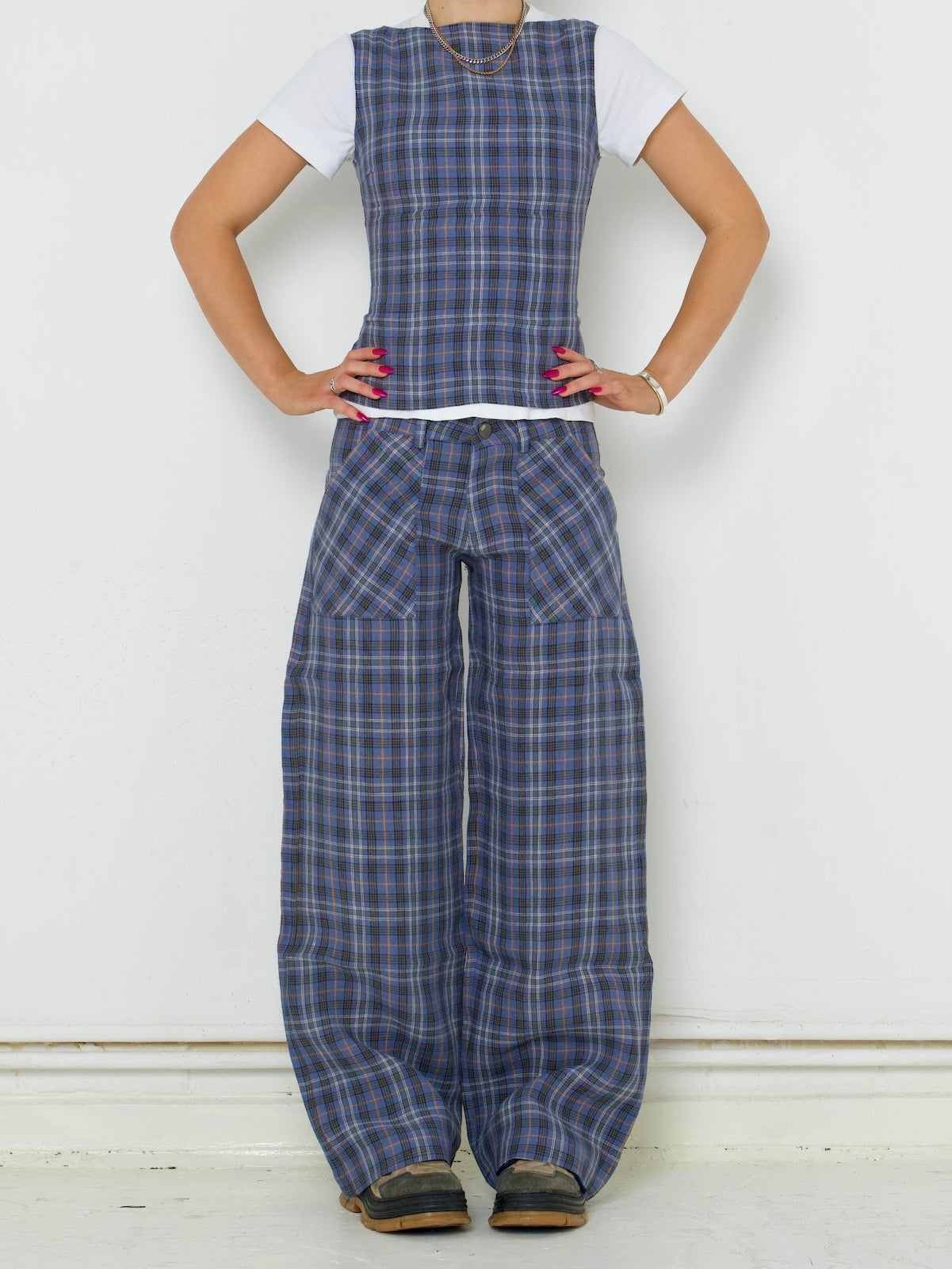 slouch trouser - pebble linen