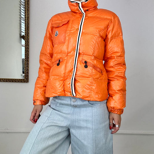 vintage orange moncler down filled puffer coat