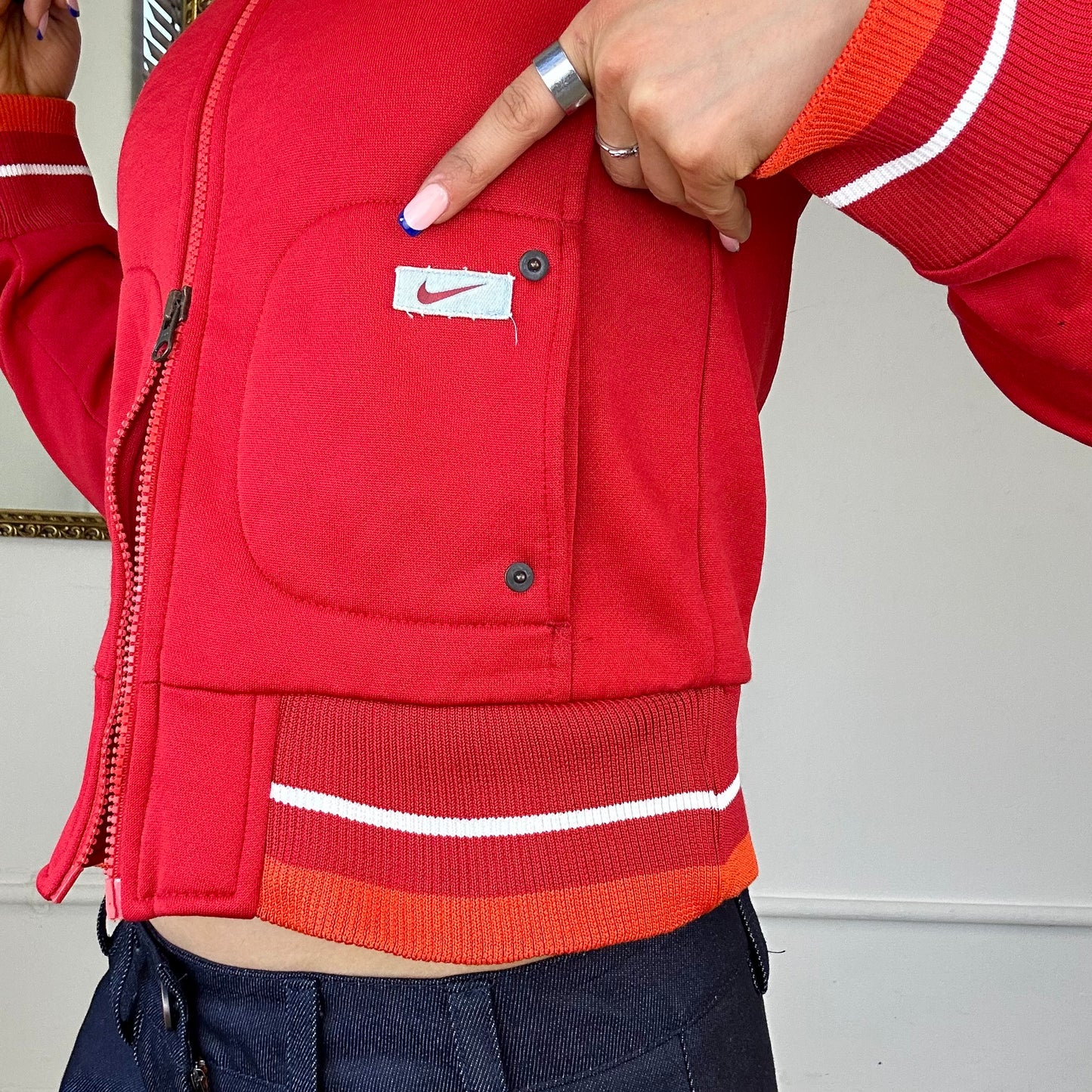 90s red nike dual zip sports jacket