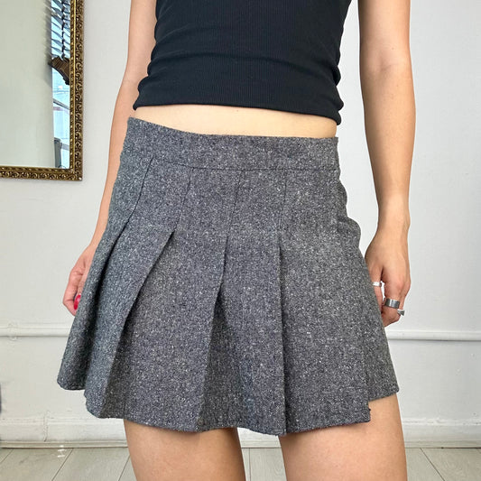 grey pleated wrap mini skirt