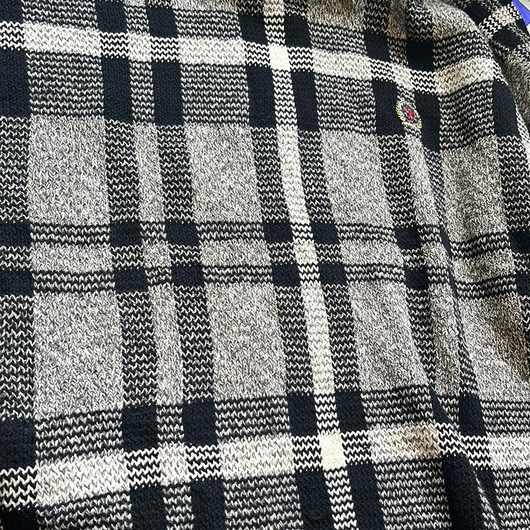 vintage grey & black checkered tommy hilfiger knit