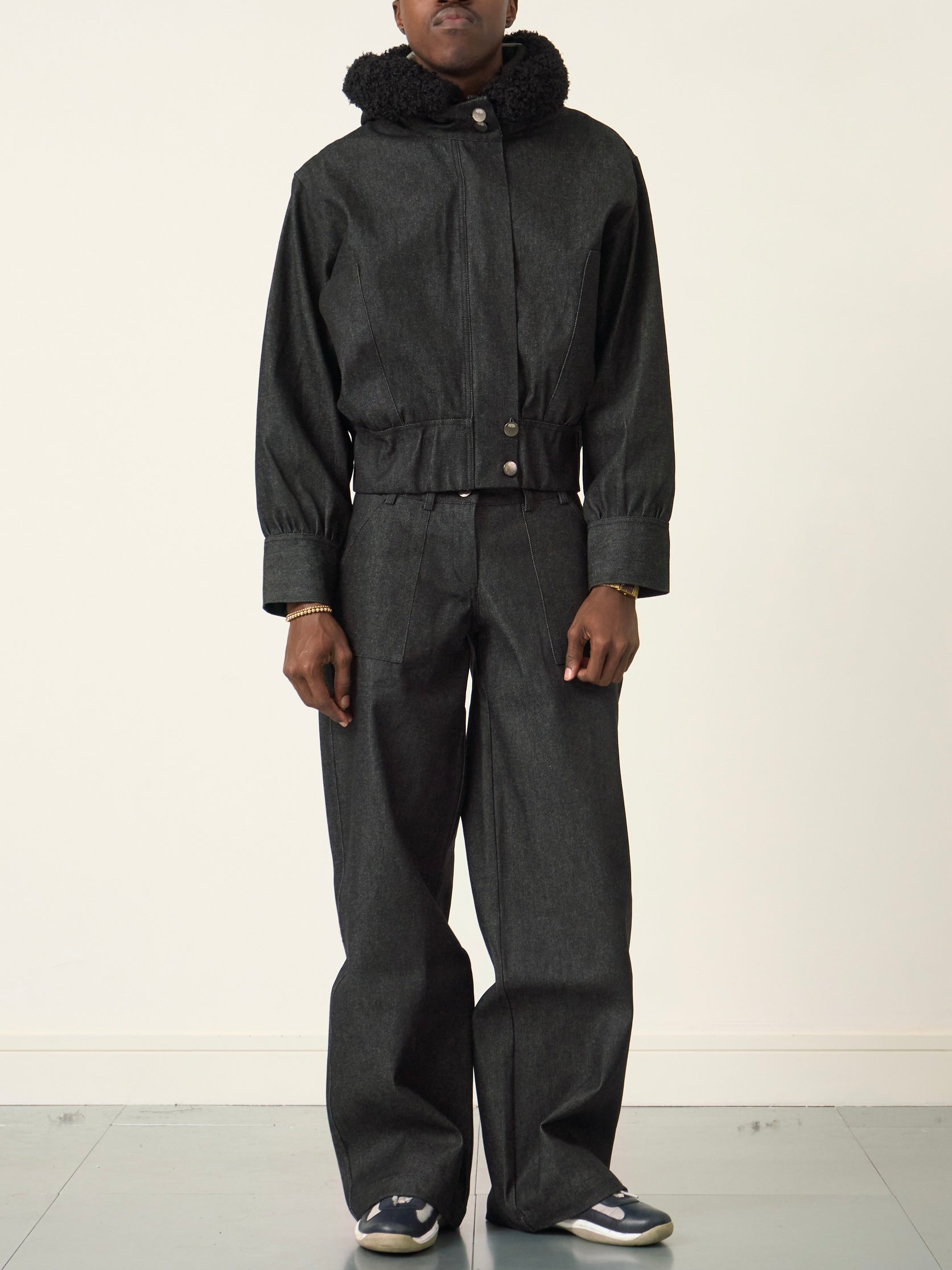 slouch jacket - dark grey denim