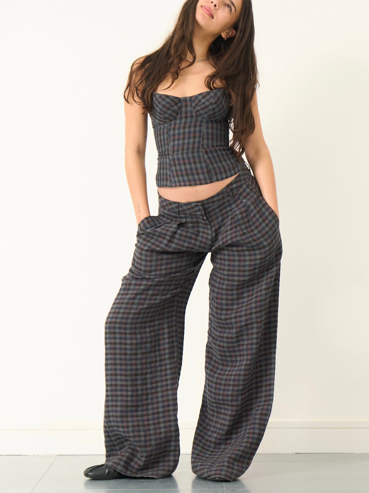 sienna top - gingham linen