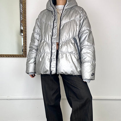 00's nike silver puffer coat