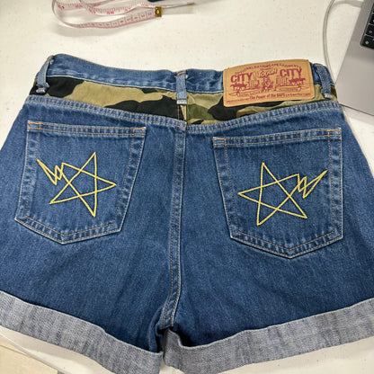 BAPE denim mini shorts