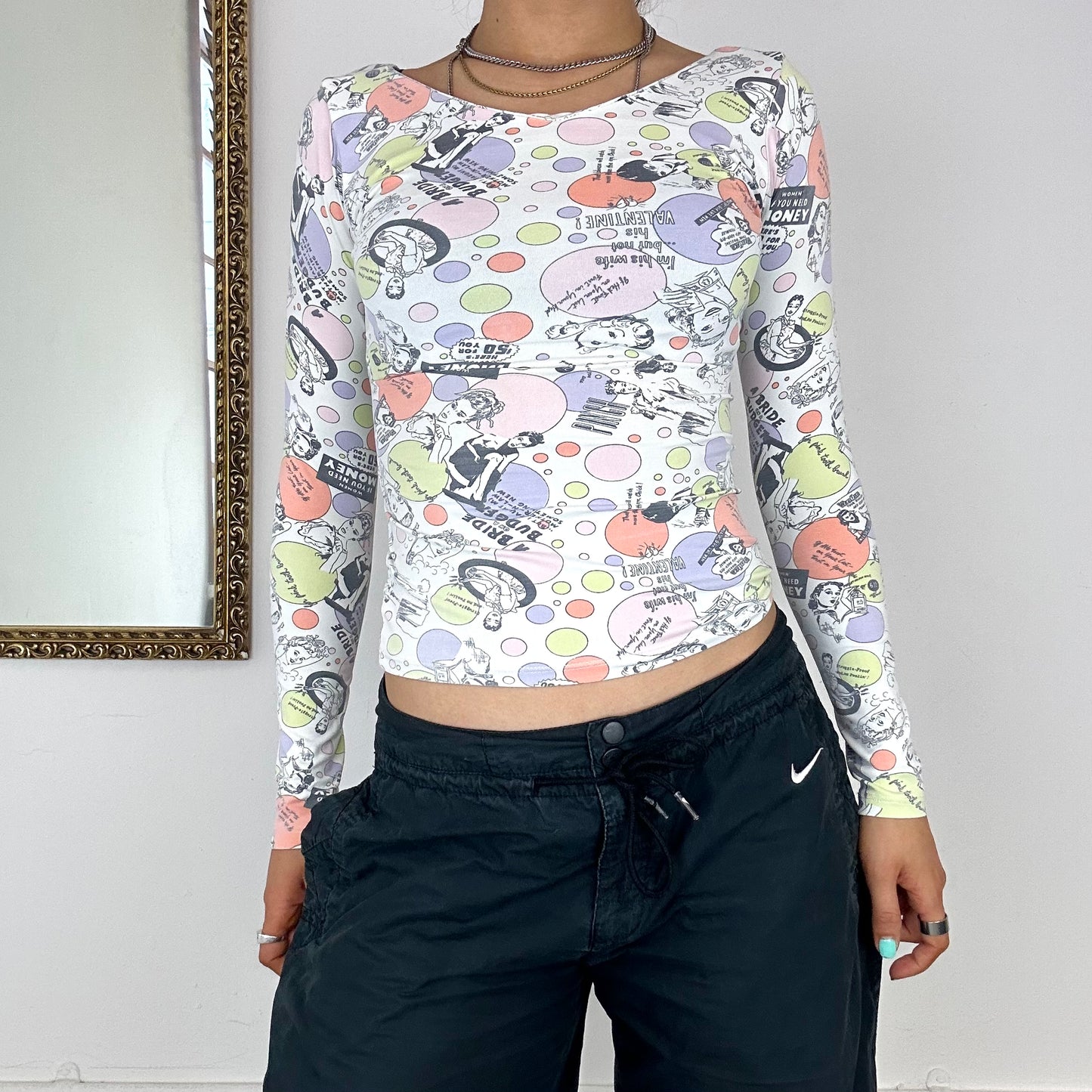 00's graphic comic print top