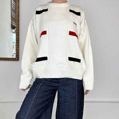 vintage white hugo boss knitted jumper