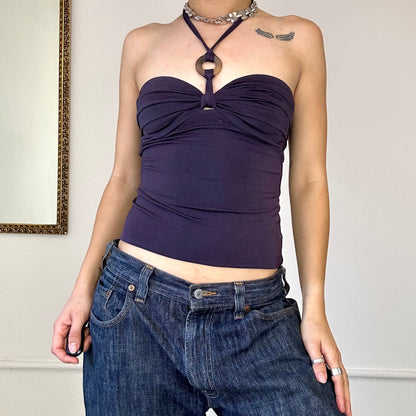 00's plum halter neck bandeau top