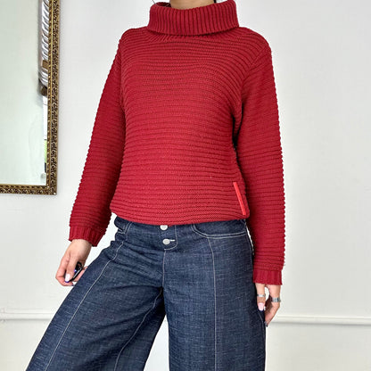 prada red chunky roll kneck knitt jumper