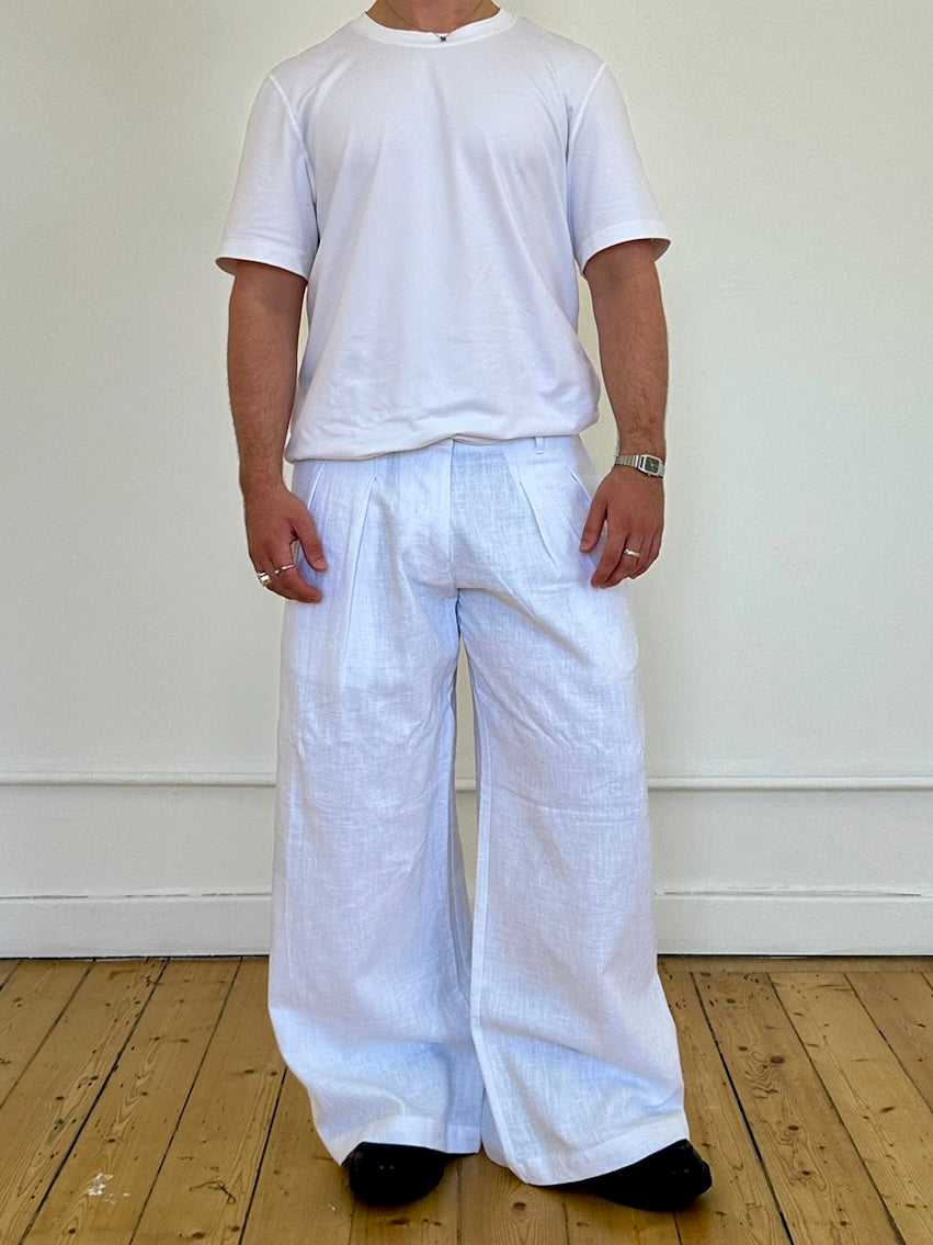 parker trouser - white linen