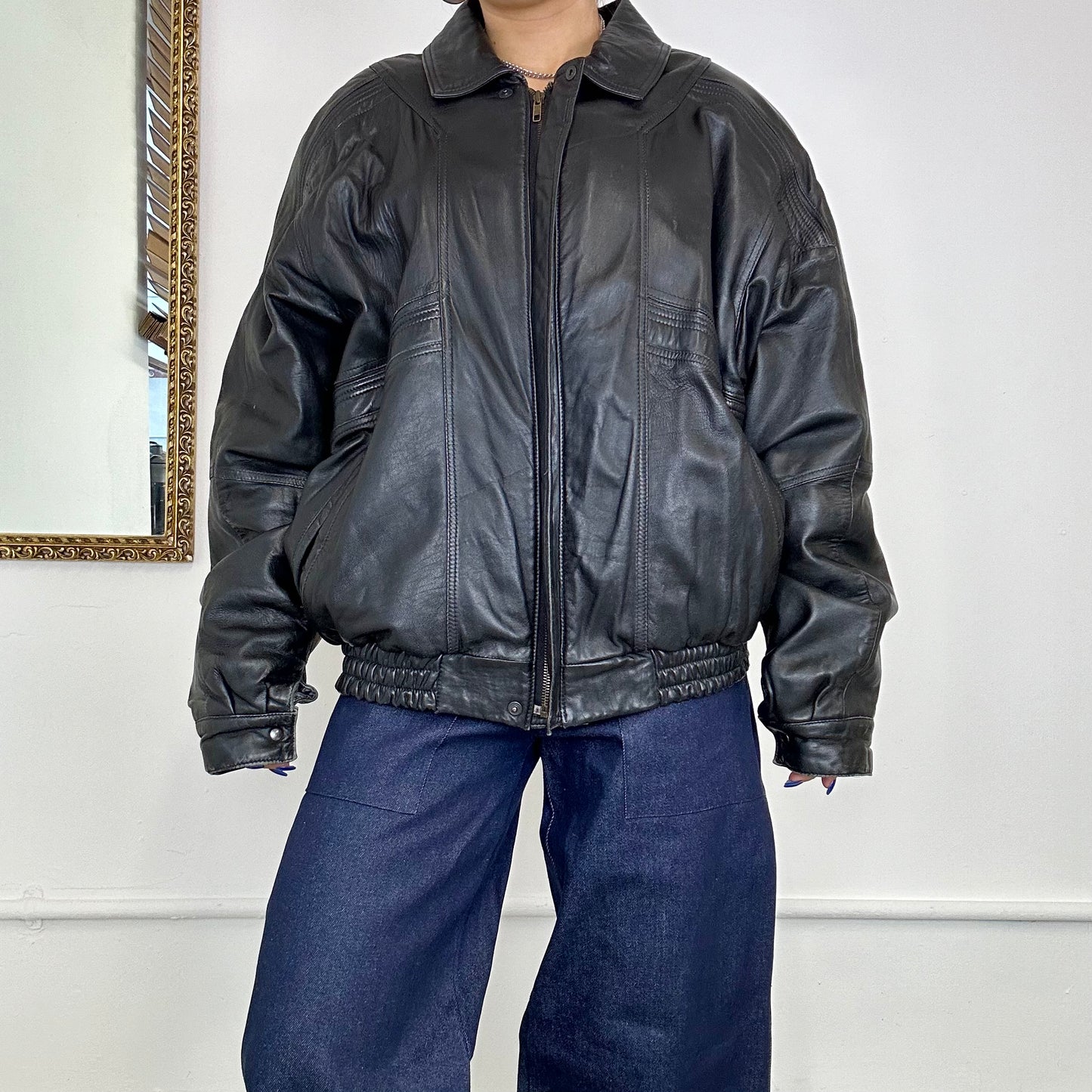 90s leather bomber jacket