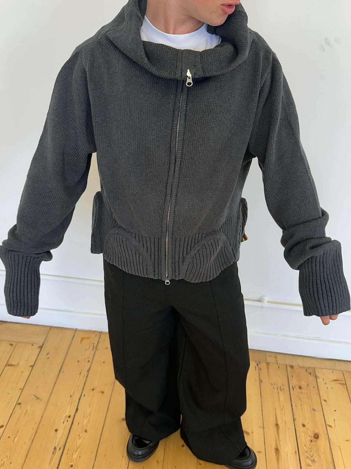 rowan peplum jumper  - grey knit