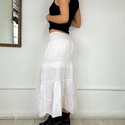 00s white tiered maxi skirt