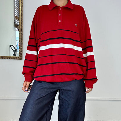 90's red striped lactose polo jumper