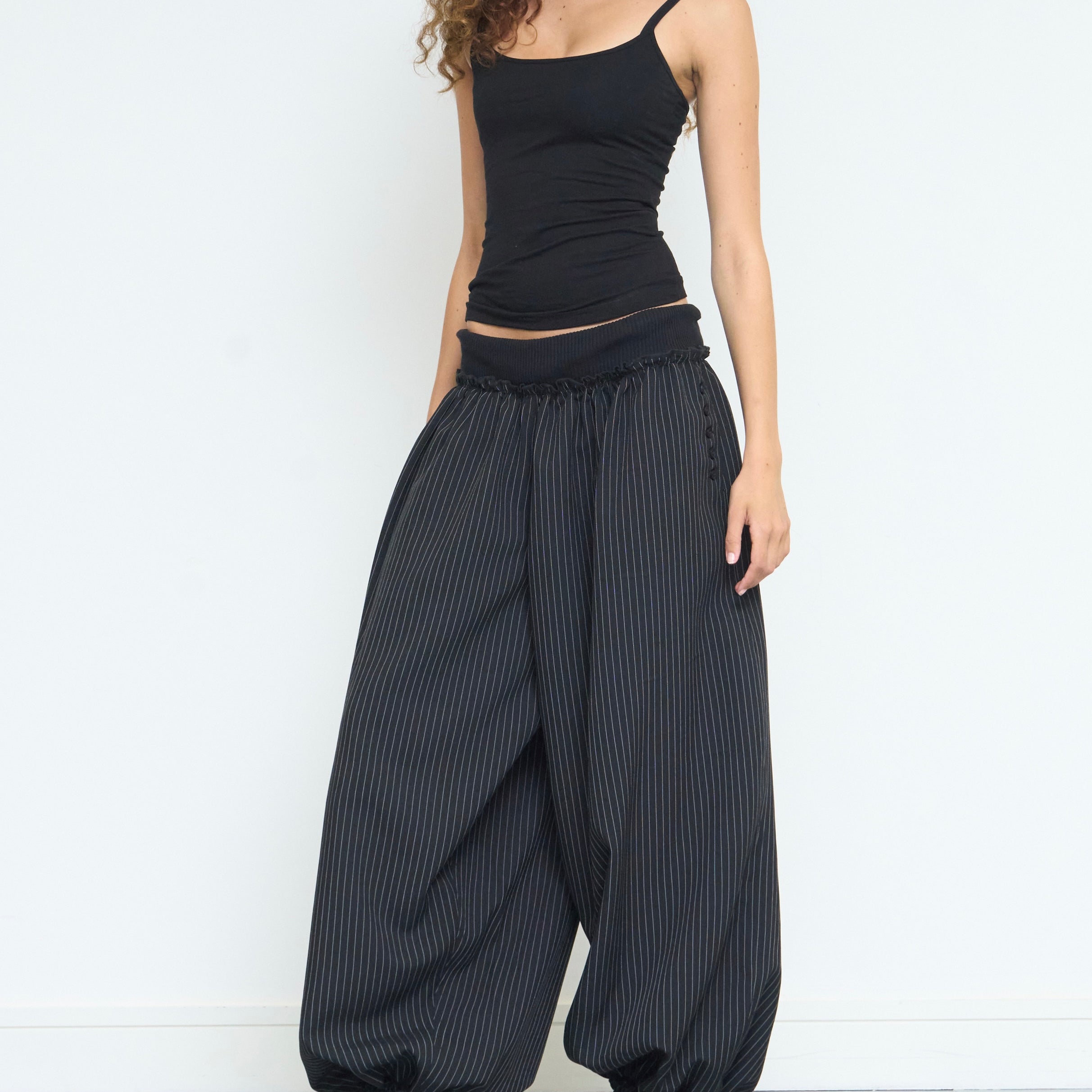 hayley pant - black pinstripe