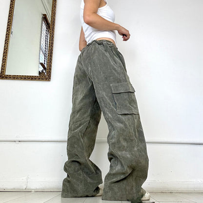 khaki corduroy baggy trousers