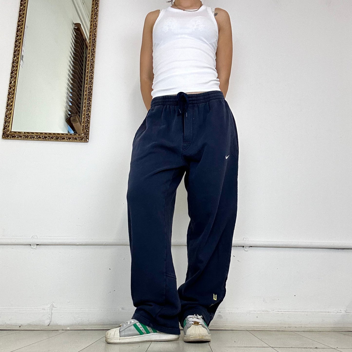 vintage navy nike jersey joggers