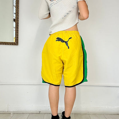 vintage yellow puma track shorts