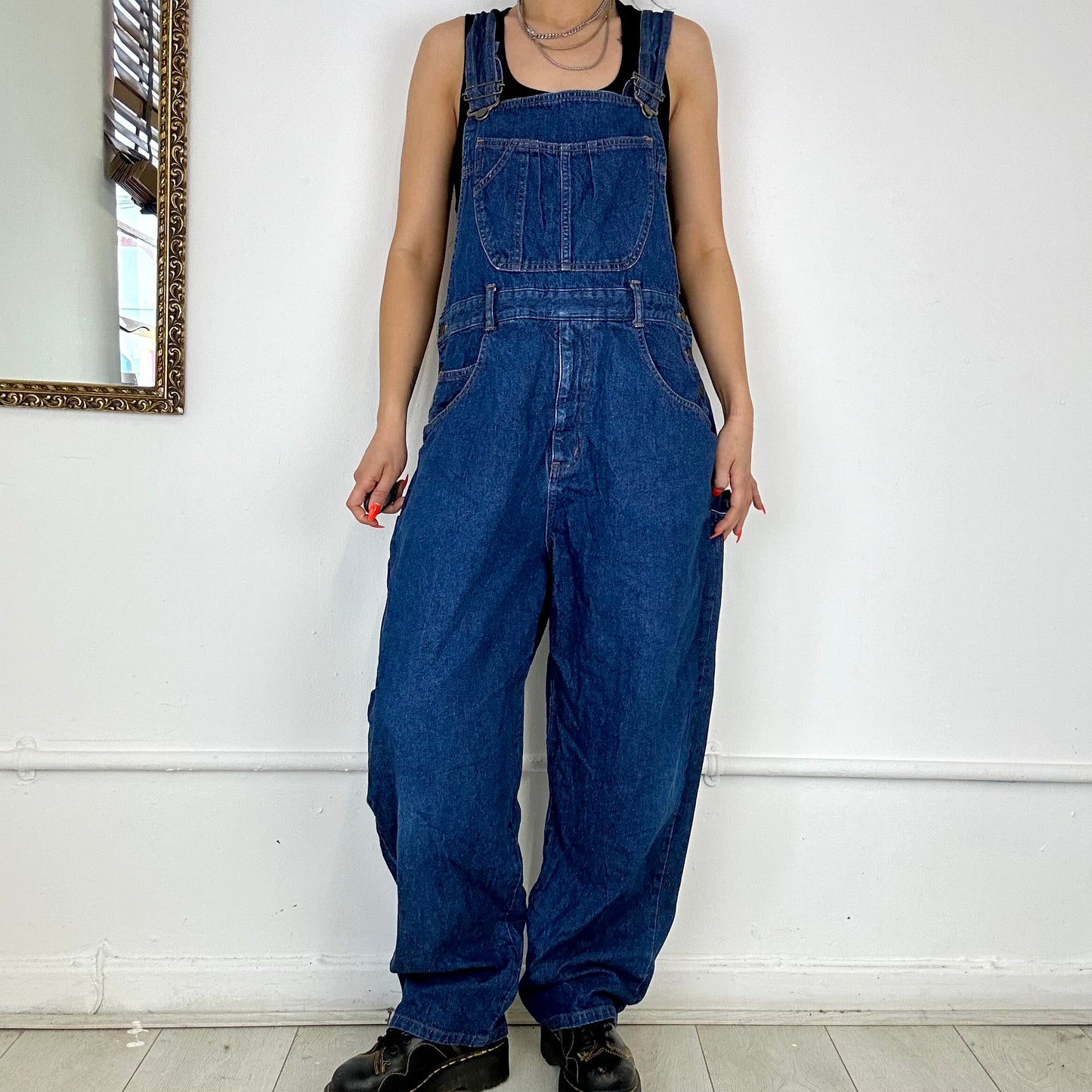 dark wash denim dungarees